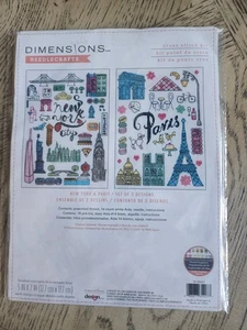Juego de 2 agujas artesanales Dimensions punto de cruz viaje Nueva York París - Imagen 1 de 7
