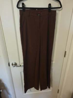 Cartonnier Dress Pants Womens 2 Brown Solid High Rise Trouser Zip Career  - Image 1 of 4