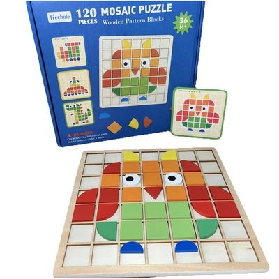 Vibrante juego de rompecabezas de mosaico de madera 120 piezas forma Montessori varios niveles edades 3-8 Foto 1 de 4