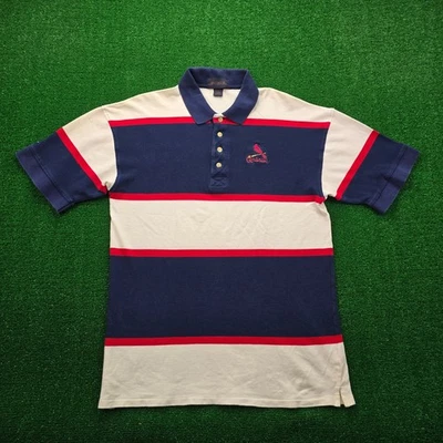 St Louis Cardinals Polo Shirt Mens Large Striped Vintage 90s MLB Baseball Sports - Image 1 of 4