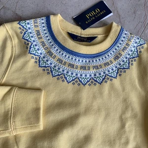 Polo Ralph Lauren Kids Fair Isle Fleece Sweatshirt Logo Sweater Yellow Sz 6 NWT - Picture 1 of 7