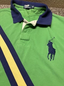 Polo Ralph Lauren Big Pony Polo Shirt Men 3XLT Tall Green Stripe Short Sleeve - Picture 1 of 10