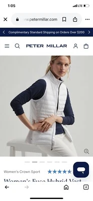 Colete de golfe Peter Millar feminino M branco fusível elite com zíper elástico logotipo Powerade  - Imagem 1 de 4