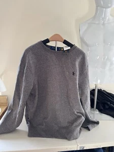 Polo Ralph Lauren meliertes graues sportliches Fleece-Sweatshirt mit Rundhalsausschnitt Größe L - Bild 1 von 4
