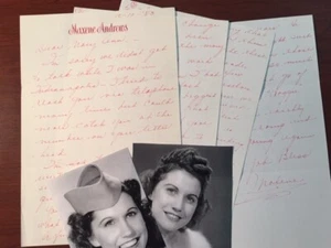 MAXENE ANDREWS AUTOGRAPH LETTER SIGNED, CAREER, BORN AGAIN CHRISTIAN, ILLNESS - Picture 1 of 1