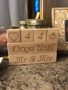 Wedding Countdown Calendar (Wooden Blocks) - Unique & Funny Engagement Gift for - Picture 1 of 6