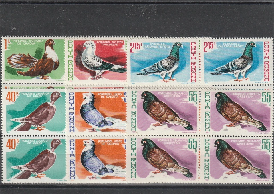 Rumania SELLOS 1981 AVES PALOMAS MNH BLOQUES DE CORREOS Foto 1 de 1