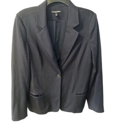 41 Hawthorn Jacket Womens L Blue Ponte Blazer Knit Single Button Contrast Cuff - Image 1 of 4