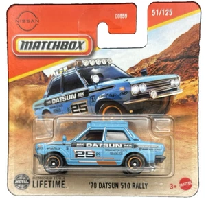 Matchbox 2025 MBX Team Nissan 51/125 Blue 1970 Datsun 510 Rally (Short Card) - Picture 1 of 6