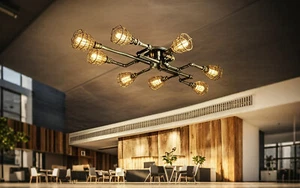 Multi Bulb Steampunk Pipe Ceiling Light Office Simple Edison Bulb Pendant Light - Picture 1 of 7