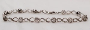 JWBR Diamond Cut Sterling Silver 925 INFINITY Link Tennis Bracelet 7.5" Signed - Picture 1 of 10
