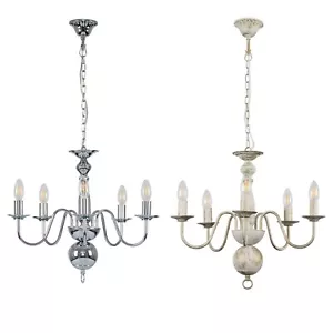 Traditional Chandelier Ceiling Light Fitting 5 Way Vintage Lighting LED Bulbs - Picture 1 of 16