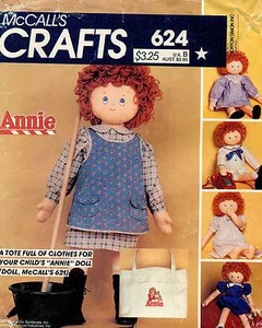 Borsa vintage anni 80 McCall's Little Orphan ANNIE piena di vestiti modello 624 36" UC - Foto 1 di 2