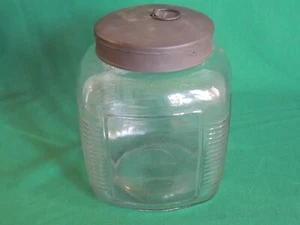 Vintage Sunshine Glass Sun Jar Tin Lid Store Biscuit Cracker Tea Container - Picture 1 of 12