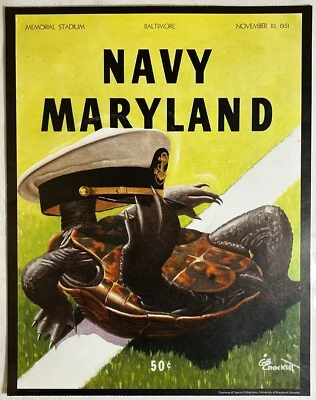 1951 Navy vs Maryland Football 11x14 Poster Gib Crockett artwork. Ready To Frame - Image 1 of 2