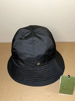 GUCCI 729470 Doble G Sombrero Cubo Negro Dorado Metal Talla XL Venta al por menor $610 Foto 1 de 4