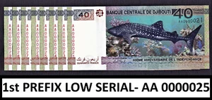 Dschibuti 40 Francs 2017 Commemorative FIRST Prefix LOW Serial AA 0000025 UNC - Bild 1 von 2