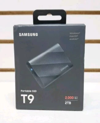 SSD portátil Samsung T9 2 TB USB 3.2 Gen2 hasta 2.000 MB/s - negro (MU-PG2T0B/AM) Foto 1 de 4