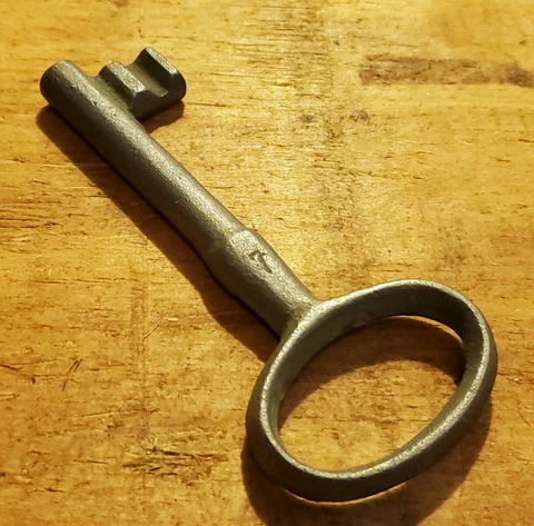 Large IRON SKELETON GATE KEY - Antique Jail Key Solid - FREE Shipping Cover