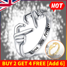 925 Silver Needle Heart-Shaped Embrace Ring Gold Silver Adjustable Ring Women's✨