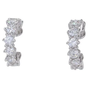 2.32 Carat Hand Fabricated Platinum and Round Brilliant Diamond Huggie Earrings - Picture 1 of 10