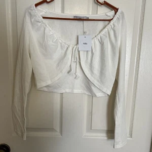 Adika Damen Off White Tie-Front Shrug Neu mit Etikett - L - B42 - Bild 1 von 4