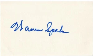 WARREN SPAHN MILWAUKEE BRAVES BASEBALL HALL OF FAMER RARE SIGNED CARD - Picture 1 of 1