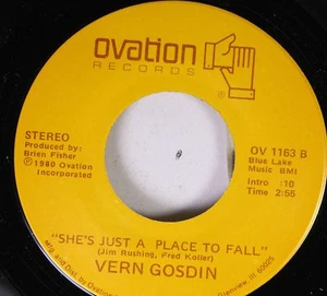 Country 45 Vern Gosdin - She'S Just A Place To Fall / Too Long Gone On Ovation R - Picture 1 of 2