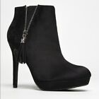 Delicious Lawful - Black Faux Suede Tassel Isu Ankle Booties Boots Shoes 8