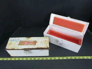 Lot of 2 Metal Boxes 10" x 3-1/2" x 3-1/2" Metal Box with Latch Craft Storage - Picture 1 of 10