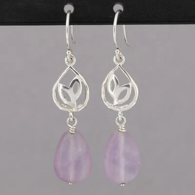Pendientes colgantes retirados de cuarzo amatista esmerilado de plata de ley Silpada W2169 Foto 1 de 4