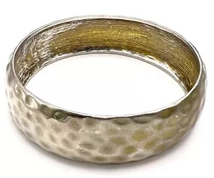 Hammered Silver Tone Bangle Bracelet 20 mm Wide - Picture 1 of 9