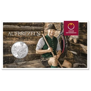 Österreich 10 Euro Silber 2025 Aufbrezeln Leder 2025 gschneizt & kampelt - Bild 1 von 3
