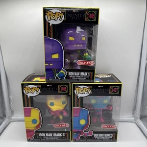 Funko Pop Marvel Infinity Saga Iron Man Mark 1, 3, 5 Blacklight 1405 1406 1407 - Photo 1/22