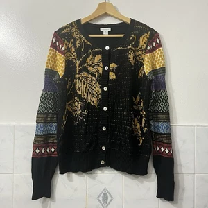 Sundance M Button Down Geometric Cardigan Sweater Whimsigoth Boho Cottagecore - Picture 1 of 8