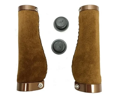 RICO BK ( BIKE PARTS ) Griffe braunes Leder,Klemschrauben Befestigung,135/135mm