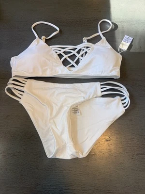 NEW white strappy L  SPACE   two piece swimsuit bikini size small - Image 1 of 2
