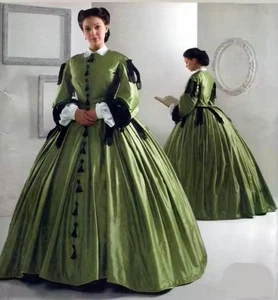 The Wind Scarlett Costume Ball Gown 1860s Victorian Civil War Green Dress - Picture 1 of 9
