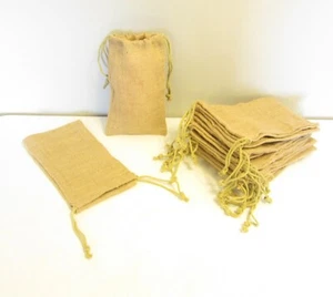 7 NEW BURLAP JUTE SACKS WITH DRAWSTRINGS WEDDING PARTY FAVOR GIFT BAGS 6" BY 10" - Picture 1 of 4