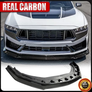 Fits Ford Mustang Dark Horse 2024UP REAL CARBON Front Bumper Lip Spoiler Replace - Picture 1 of 18