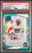 David Njoku 2017 Panini Donruss Optic Blue Prizm Auto /99 Rookie PSA 9 BROWNS