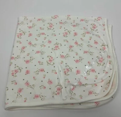 Manta Bebé Little Me Blanca Rosa Pequeñas Rosas Cinta Lazo Niña Algodón Cottage Chic Foto 1 de 4