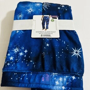 Womens Large Galaxy Sleep Pants With Pockets Moon And Stars Pajamas Size 12 14 - Picture 1 of 6