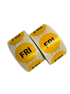 2 Rolls of 500 Small 1" Round Day of the Week Yellow Friday Inventory Labels - Picture 1 of 5