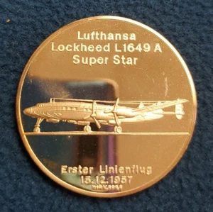 Lufthansa Lockhead L1649 1957 A Super Star .999 redondo de plata fina - Imagen 1 de 6