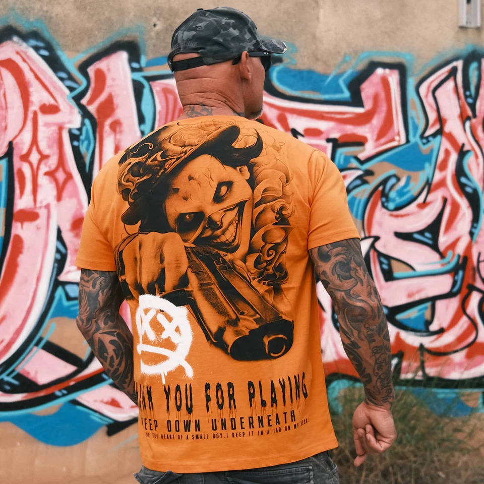 Neues Yakuza Herren Deep Down V02 Regular T-Shirt - Orange Popsicle - Bild 1 von 1