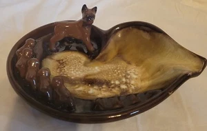 Vintage Mid Century Ashtray Boxer Dog 5 Puppies - Picture 1 of 11