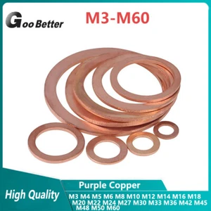 M3-M60 Gasket Metric Copper Sealing Washers Seal Sump Plug Washer M8/10/12/14/20 - Picture 1 of 9