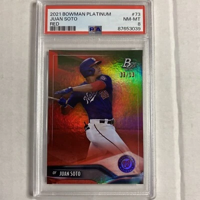 2021 Bowman Platinum Red Juan Soto 5/10 PSA 8 PS - Image 1 of 2
