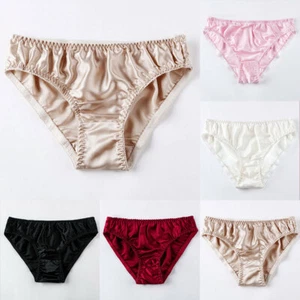 Women Satin Mulberry Silk Briefs Panties Sexy Lingerie Cotton Underwear Knickers - Picture 1 of 15
